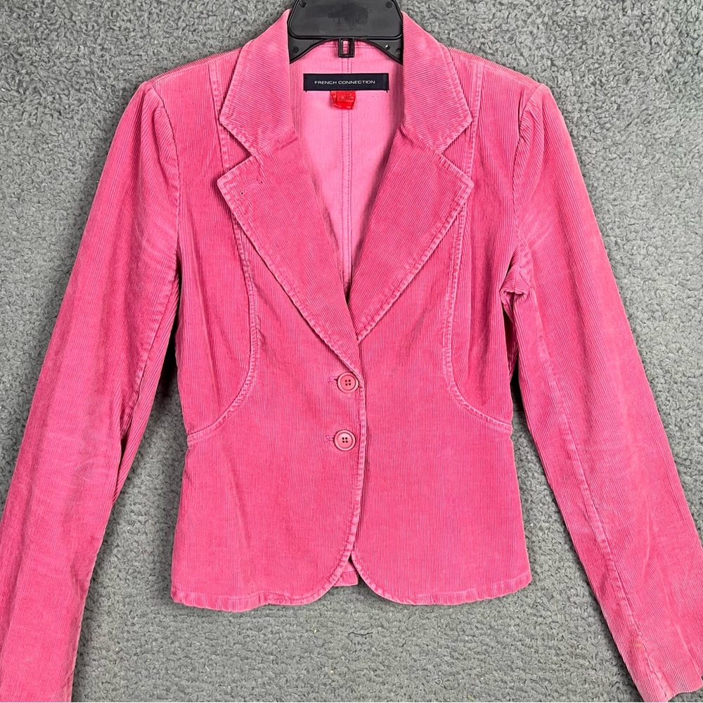 French connection Blazer‎ Pink Womens Sz 6 Corduroy Cotton Office Professional